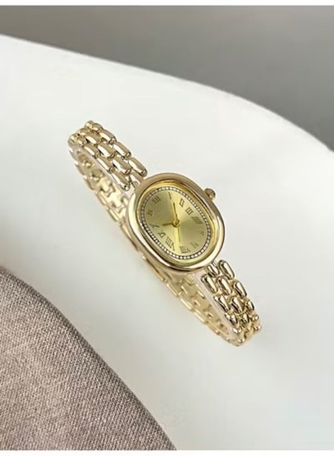 Shein women’s gold-tone bracelet watch features an elegant oval dial - Image 3